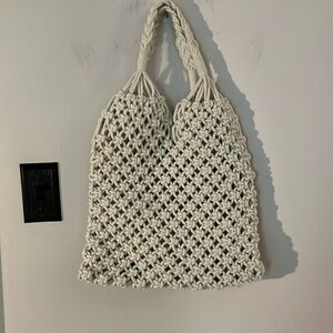 J Crew natural Cadiz hand knotted bag